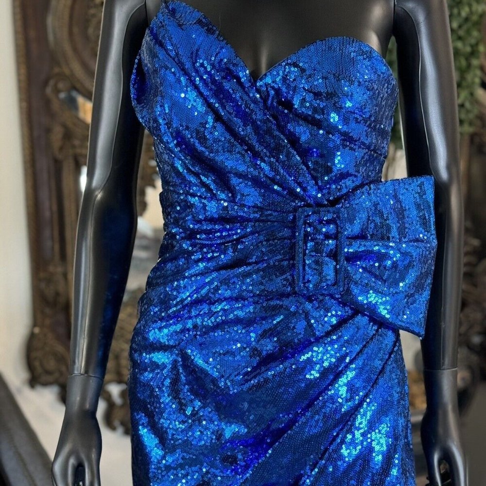 Dundas Strapless Sequins Tulle Mini Dress Sz 40 IT